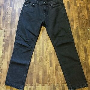 Weekday Men's Easy Straight Jeans, 33x30, Washed Black